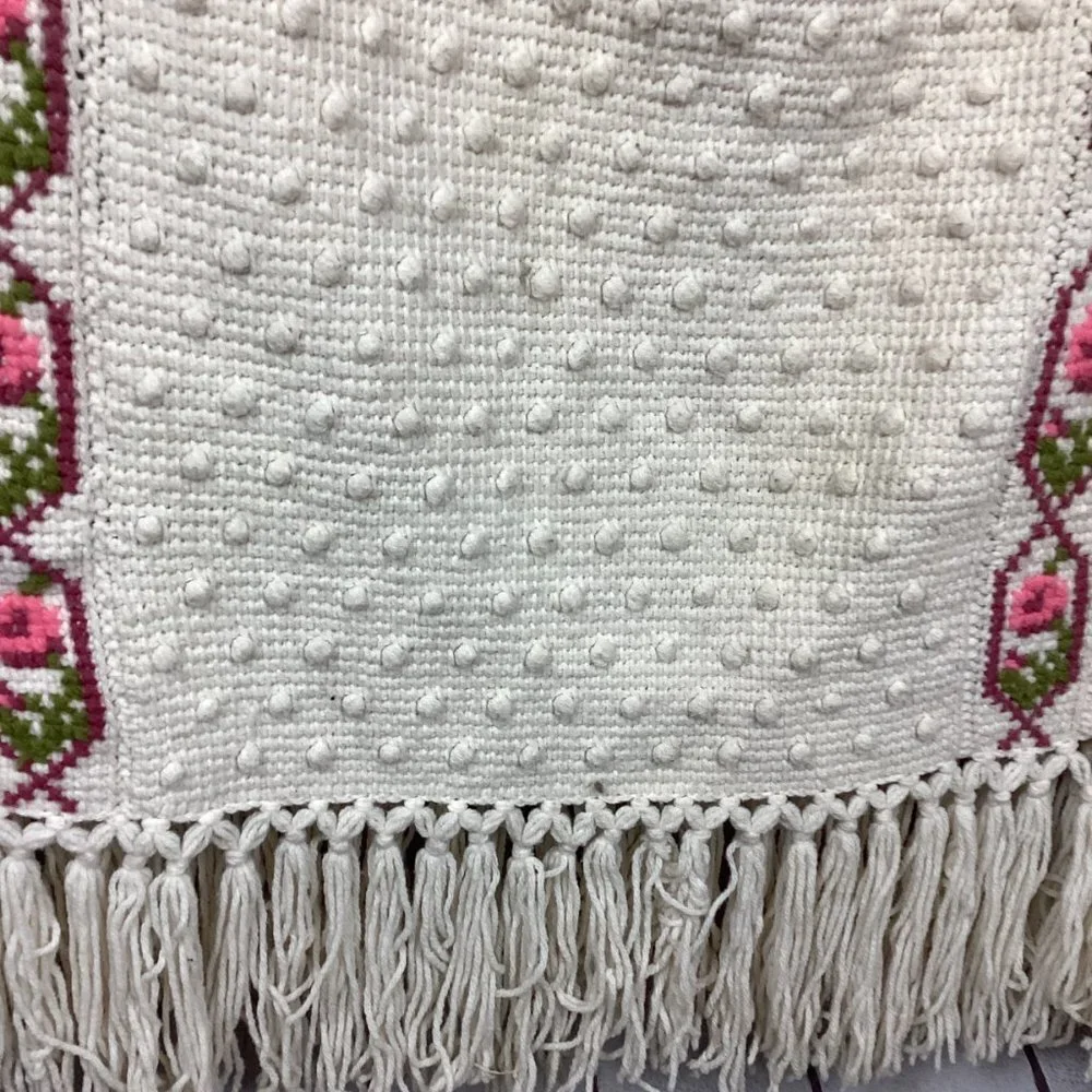 Handmade Bobble Stitch Cross Stitch Afghan Blanket